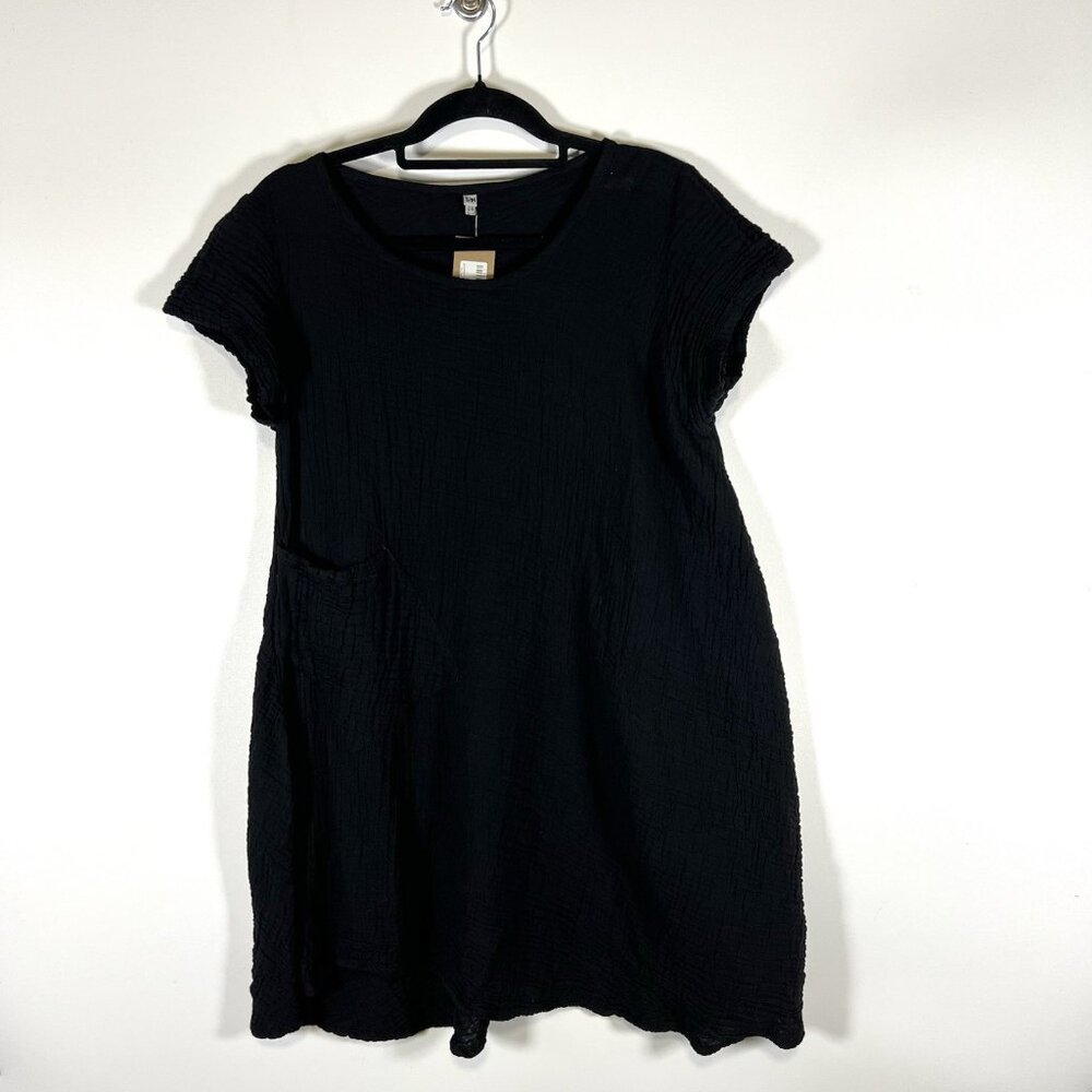 Haystacks Nusantara Thai Cotton Cap Sleeve Pocket Dress Black‎ S/M